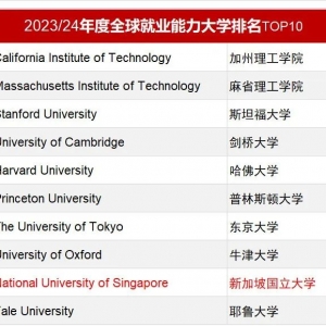 2024年度全球大学就业力排名公布