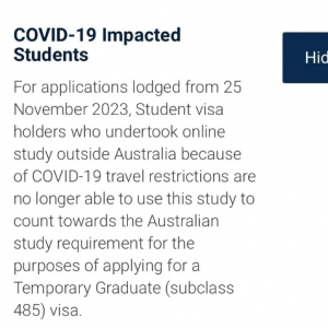 不再承认海外网课学习时间？澳洲485签证大变动！